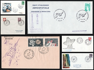 1964-82 International Astronautical Congresses, France, Space Exploration, Group of Commemorative Covers with Pictorial Cancellations