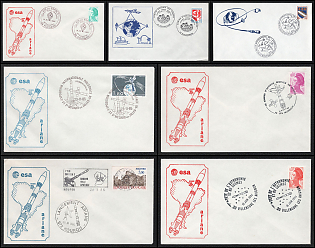 1974-86 'Ariane' Launcher, France, Space Exploration, Group of Commemorative Covers with Pictorial Cancellations