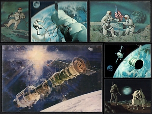 1970-75 People in Space, United States, Space Exploration, Group of 3D Picture Postcards