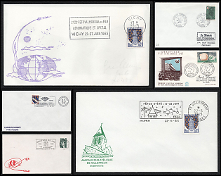 1963-85 First World Festival of Aeronautical and Space Film, France, Space Exploration, Group of Commemorative Covers with Pictorial Cancellations