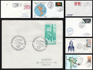 1970-84 Creation of the National Aerospace Academy in Toulouse, France, Space Exploration, Group of Commemorative Covers with Pictorial Cancellations