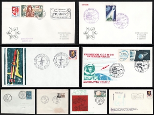 1962-72 Philatelic Exhibition 'Space', France, Space Exploration, Group of Commemorative Covers with Pictorial Cancellations
