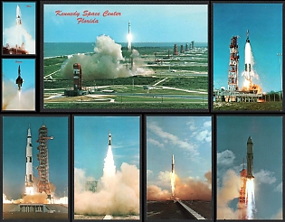 1961-66 Space Center, Space Rocket Launch, United States, Space Exploration, Group of Picture Postcards