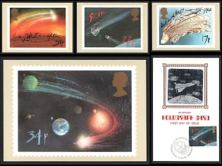 1986 Halley's Comet, Great Britian, Space Exploration, Group of Picture Postcards