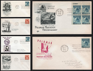 1948 Palomar Mountain Observatory, George Ellery Hale, 100th Anniversary of the Founding of Fort Bliss, United States, Space Exploration, Group of First Day Commemorative Covers