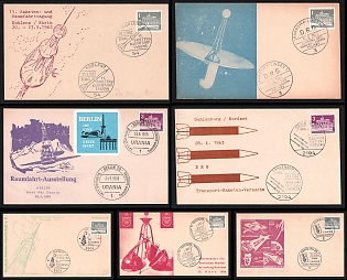 1962-64 Rocket Testing and Space Exploration, Federal Republic of Germany (FRG), Space Exploration, Group of Commemorative Postcards with Pictorial Cancellations