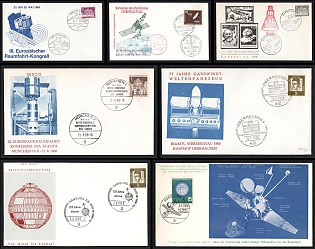 1963-69 Rockets and Satellites, Federal Republic of Germany (FRG), Space Exploration, Group of Commemorative Covers and Postcards with Pictorial Cancellations