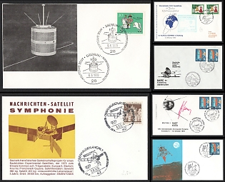1967-70 Rockets and Satellite: Satellite Communications, Federal Republic of Germany (FRG), Space Exploration, Group of Commemorative Covers and Postcard with Pictorial Cancellations