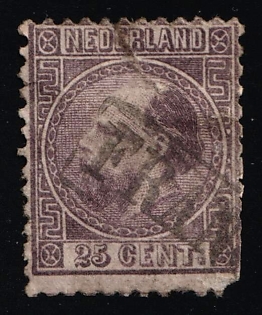 1867-70 25c Netherlands, 'Franco' Postmark
