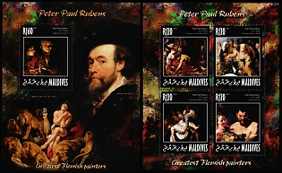 2014 Greatest Flemish painters, Peter Paul Rubens, Republic of Maldives, Perforated Souvenir Sheets