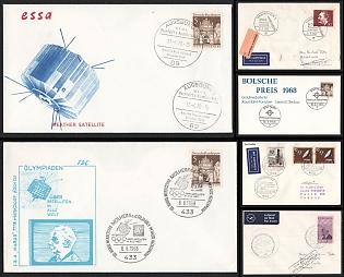 1965-70 Scientific and Technical Progress: From Aerospace Engineering to Lunar Exploration, Federal Republic of Germany (FRG), Space Exploration, Group of Commemorative Covers with Pictorial Cancellations