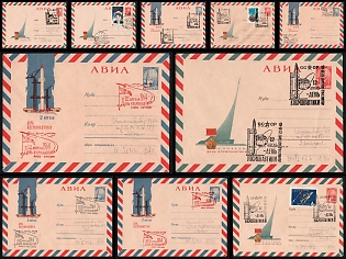 1964-65 April 12 – Cosmonautics Day, Soviet Union, Space Exploration, Group of Commemorative Covers with Pictorial Cancellations