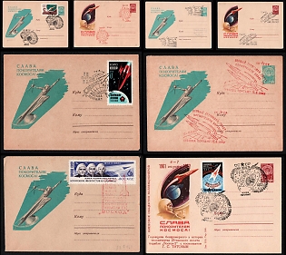 1962-64 Glory to the Conquerors of Space, Soviet Union, Space Exploration, Group of Commemorative Covers with Pictorial Cancellations