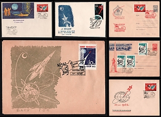 1963-64 April 12 – Cosmonautics Day, Soviet Union, Space Exploration, Group of Commemorative Covers with Pictorial Cancellations
