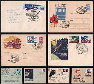 1958-64 Soviet Space Milestone: Anniversary Flights, Exhibition and Scientific Events, Soviet Union, Space Exploration, Group of Commemorative Covers with Pictorial Cancellations