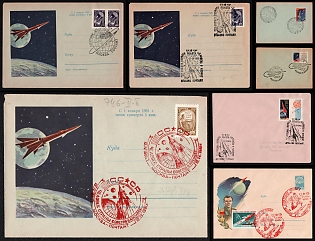 1958-62 Soviet Space Milestone: Anniversary Flights, Exhibition and Scientific Events, Soviet Union, Space Exploration, Group of Commemorative Covers with Pictorial Cancellations