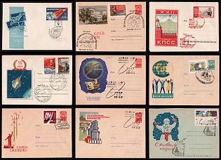 1959-64 Anniversaries and Events, Soviet Union, Space Exploration, Group of Commemorative Covers with Pictorial Cancellations