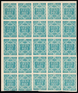 1918 15k Estonia, Imperforate, Block 5x5