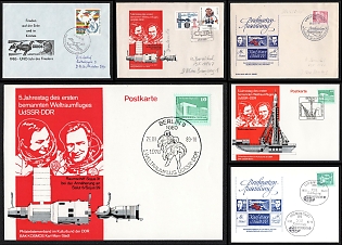 1983-86 Five Years Since the First Manned USSR-GDR Space Mission, German Democratic Republic (GDR), Space Exploration, Group of Commemorative Covers and Postcards with Pictorial Cancellations