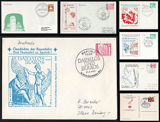 1981-84 The History of Space Exploration: From Myth to Reality, German Democratic Republic (GDR), Space Exploration, Group of Commemorative Covers and Postcards with Pictorial Cancellations