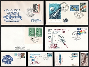 1964-84 Internetional Space Cooperation, Kingdom of Belgium, Space Exploration, Group of Commemorative Covers and Picture Postcard with Pictorial Cancellations