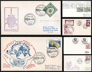 1963-86 Internetional Space Cooperation, Kingdom of Spain, Space Exploration, Group of Commemorative Covers and Postcard with Pictorial Cancellations