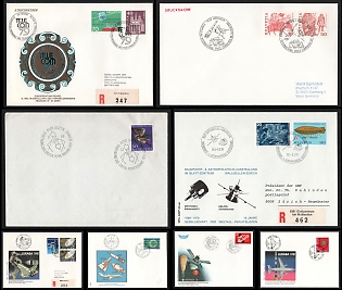 1969-86 Scientific and Space Milestones, Swiss Confederation, Space Exploration, Group of Commemorative Covers with Pictorial Cancellations