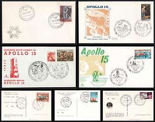 1963-75 Space Exploration: Apollo Missions, Astronauts and Satellites, Italian Republic, Space Exploration, Group of Commemorative Covers and Picture Postcards with Pictorial Cancellations