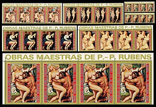 1973 Peter Paul Rubens, Republic of Equatorial Guinea, Full Set, Perforated Marginal Strips