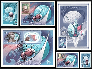 1986-87 April 12 – Cosmonautics Day, Soviet Union, Space Exploration, Group of Commemorative Picture Postcards