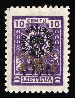 1926 +5c on 10+10c Lithuania