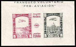 1936-39 Spain, Civil War, Private Issue 'Cadiz - Roma', Airmail, Souvenir Sheet