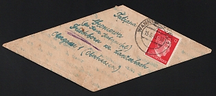 1943 (13 Aug) Third Reich, Germany, Folded Letter from a Civilian Forced Laborer from Wanne-Eickel to a Friend in Fishborn Germany