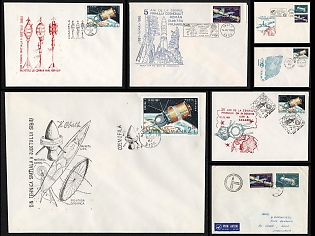 1986-89 Spase Anniversaries, Missions and Satellites, Romania, Space Exploration, Group of Commemorative Covers with Pictorial Cancellations