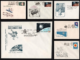 1989 Missions, Satellites and Space Technology, Romania, Space Exploration, Group of Commemorative Covers with Pictorial Cancellations