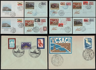 1958 100th Anniversary of the Russian Postage Stamp, Satellite Science, Internetional Exhibition, Soviet Union, Space Exploration, Group of Commemorative Covers