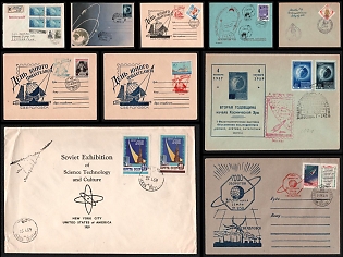 1959 Day of the Young Philatelist, Exhibitions of Science and Technology, Soviet Union, Space Exploration, Group of Commemorative Covers