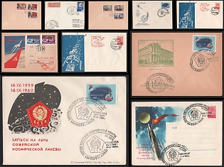 1960 Satellites, Moon Missions, Launch of a Soviet Space Rocket to the Moon, Soviet Union, Space Exploration, Group of Commemorative Covers