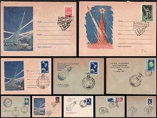 1960 Tsiolkovsky Memorial Day, Satellite Anniversaries and Lunar Exploration, Soviet Union, Space Exploration, Group of Commemorative Covers