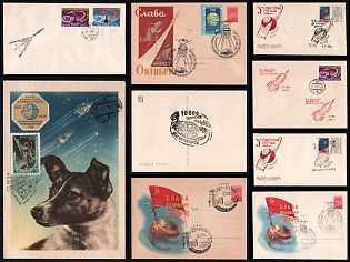 1960 Satellite Anniversaries, Glory to the October Revolution, Soviet Union, Space Exploration, Group of Commemorative Covers