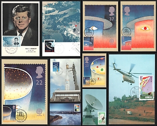 1981-91 President John F. Kennedy, Halley's Comet and Cosmic Missions, USA, China and European Nations, Space Exploration, Group of Picture Postcards with Commemorative Cancellations
