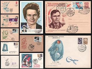 1963 'First Anniversary of Vostok-3 and Vostok-4 Flight', Valentina Tereshkova and Moon Exploration, Soviet Union, Space Exploration, Group of Commemorative Covers with Club Cachets
