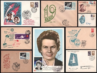 1963 'First Anniversary of Vostok-3 and Vostok-4 Flight', Valentina Tereshkova and Moon Exploration, Soviet Union, Space Exploration, Group of Commemorative Covers with Club Cachets