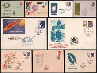 1963-64 'Glory to the Conquerors of Space! April 12 Cosmonautics Day', 'Polyot-1' Spacecraft Launch, Soviet Union, Space Exploration, Group of Commemorative Covers with Club Cachets