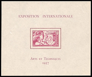 1937 Wallis and Futuna Islands, French Colonies, Airmail, Souvenir Sheet