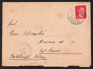 1943 (3 Sep) Third Reich, Germany, Censored Folded Letter of a Political Resistance Member from Groß-Rosen Concentration Camp to Bohemia and Moravia, Censorship Postmark, More Details in Description