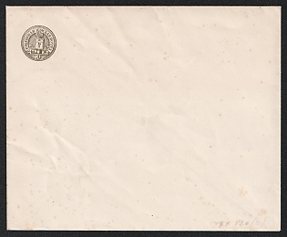 1891 3k Rzhev Zemstvo Postal Stationery Cover, 148 x 121 mm, Watermark Small Grid, Paper 0.112-0.114 mm, Unrecorded