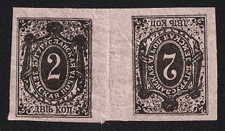 1884 2k Buguruslan Zemstvo, Imperforate Tete-beche Pair