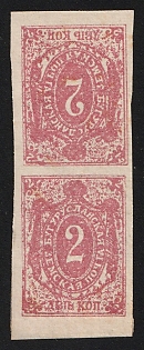 1890-94 2k Buguruslan Zemstvo, Imperforate Tete-beche Pair