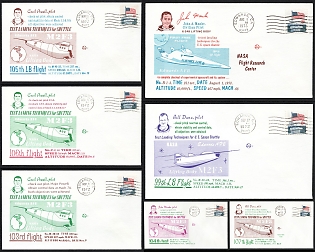 1972-73 Lifting Bodies Rocket Propelled Aircraft Trials Featuring Pilots Cecil Powell, John Manke and Bill Dana at Edwards AFB, United States, Space Exploration, Group of Commemorative Covers with Informational Filler Card